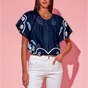 TUCKER NYC Classic Smoked Silk Cotton Blouse